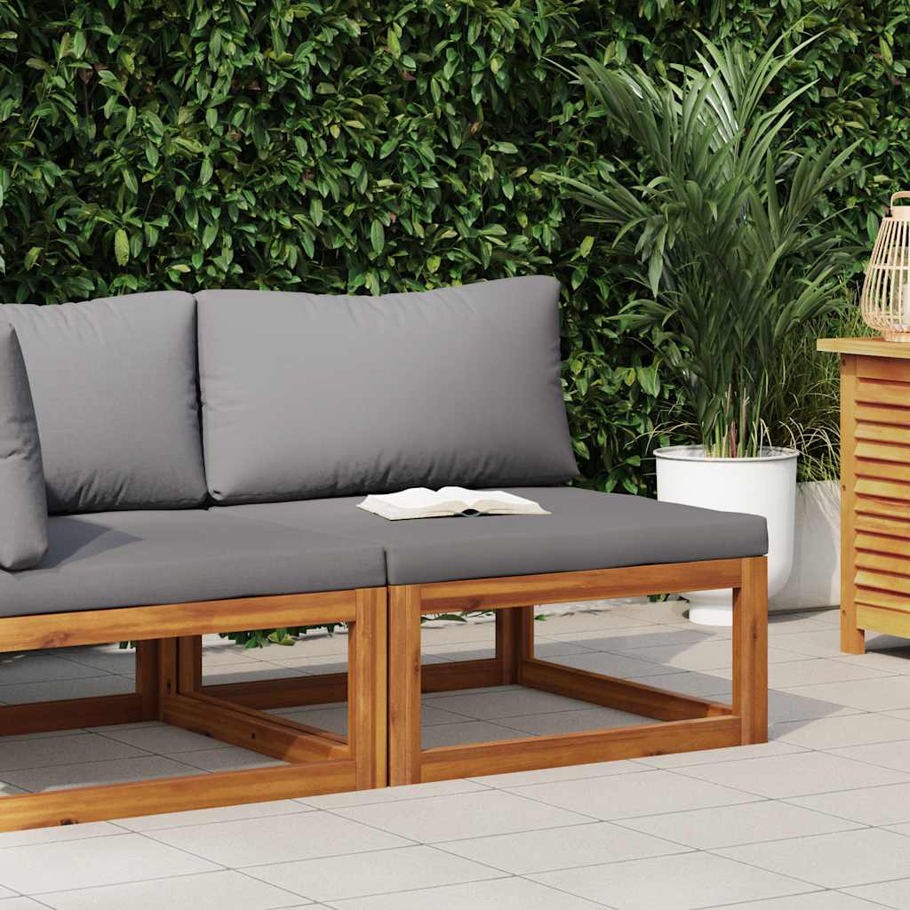 Sectional Middle Sofa & Dark Grey Cushion Solid Acacia Wood