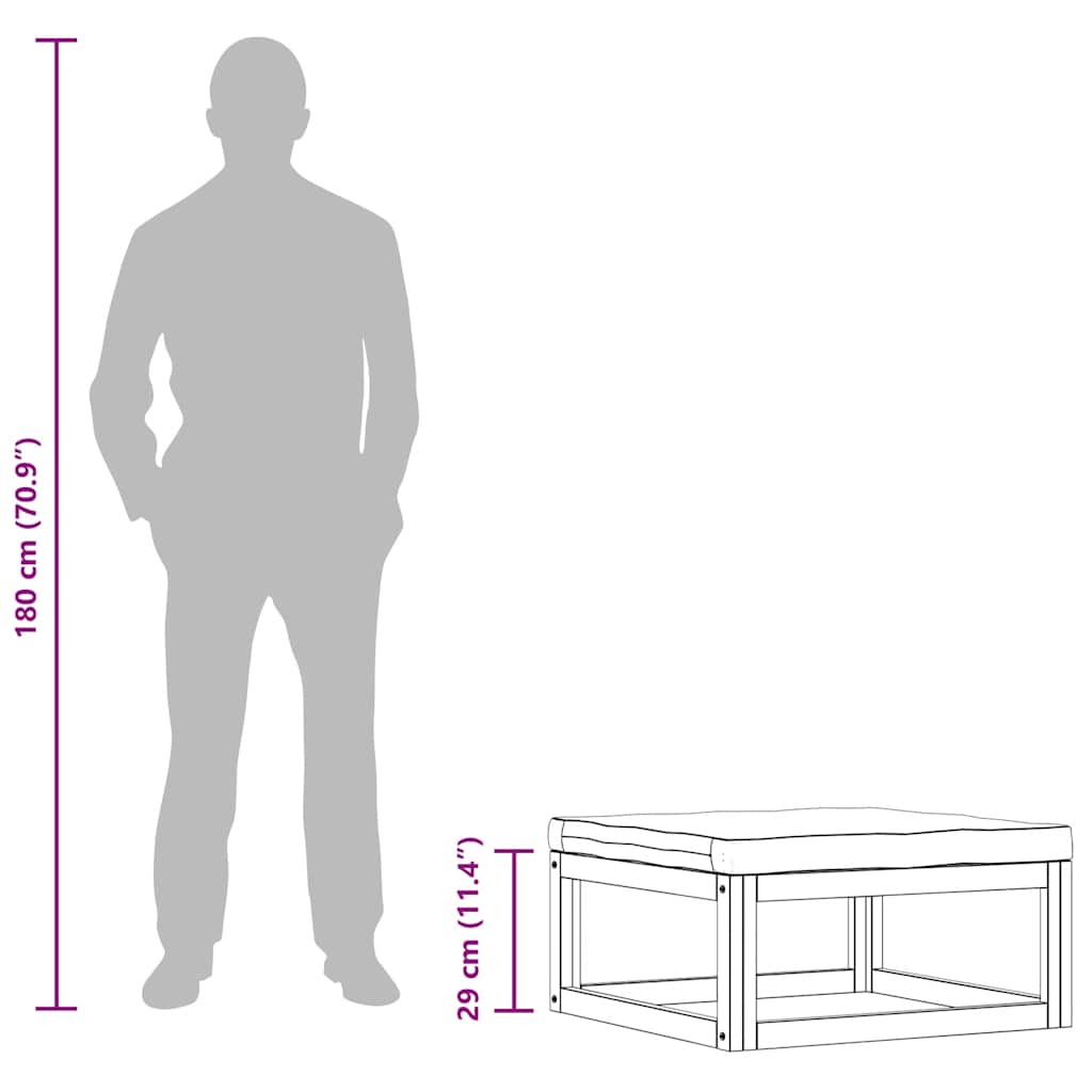 Footrest with Dark Grey Cushion Solid Acacia Wood