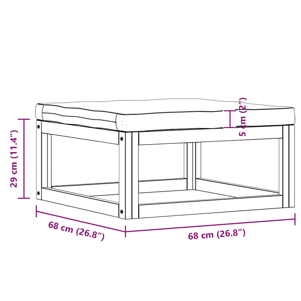 Footrest with Dark Grey Cushion Solid Acacia Wood