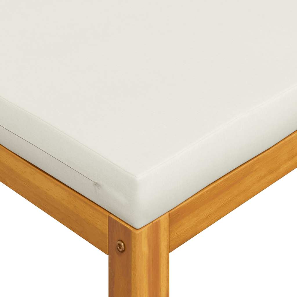 Footrest with Cream White Cushion Solid Acacia Wood