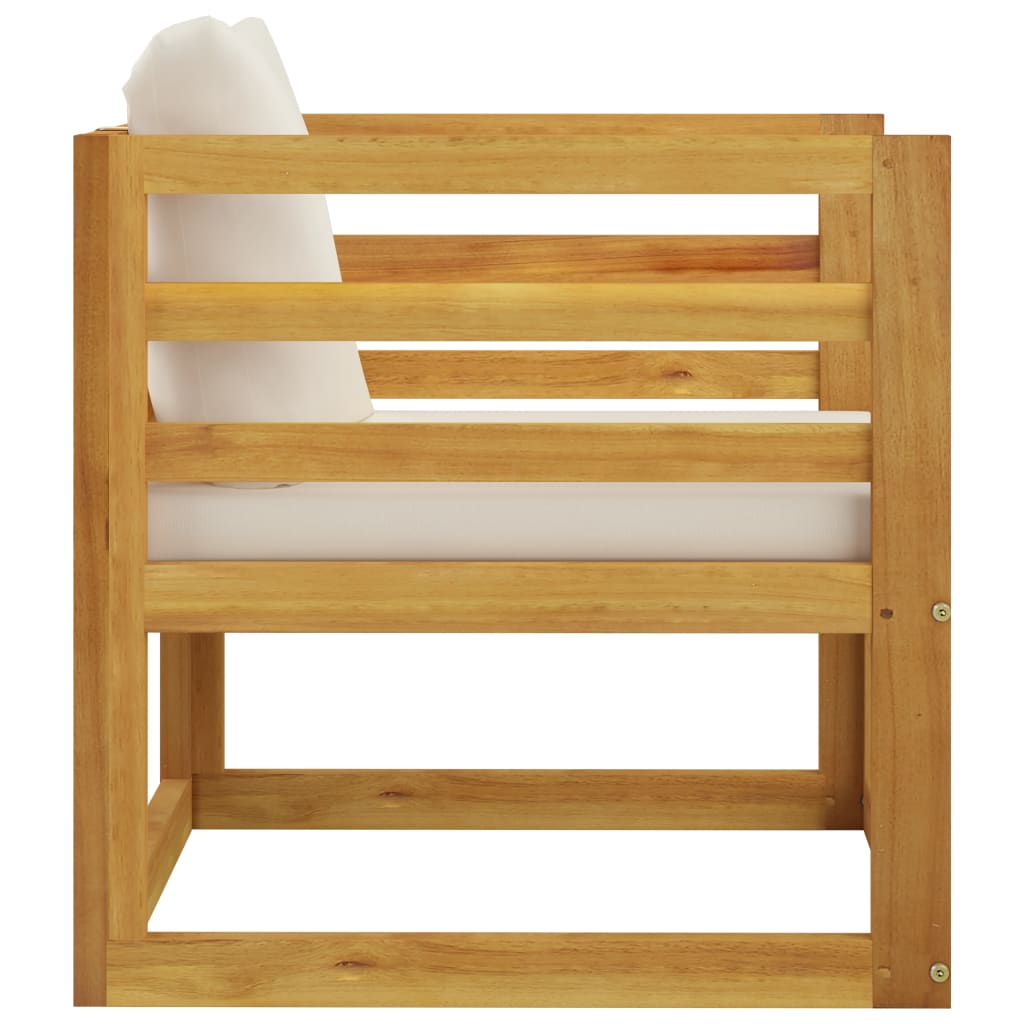Garden Chair with Cream Cushions Solid Acacia Wood