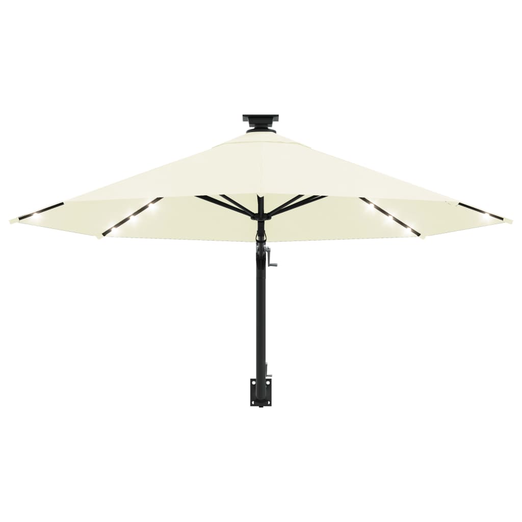 Wall-mounted Garden Parasol with LEDs 300 cm Sand