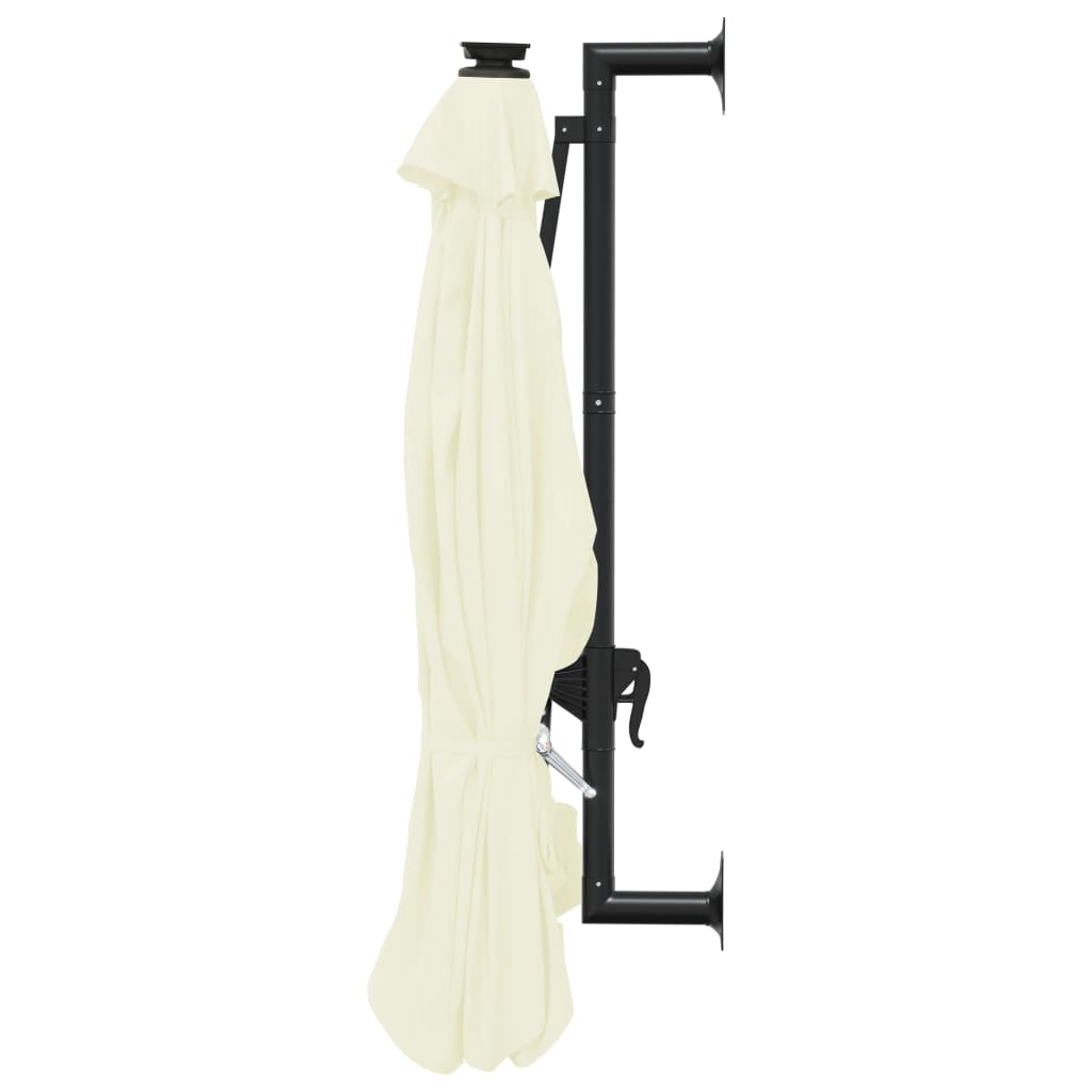 Wall-mounted Garden Parasol with LEDs 300 cm Sand