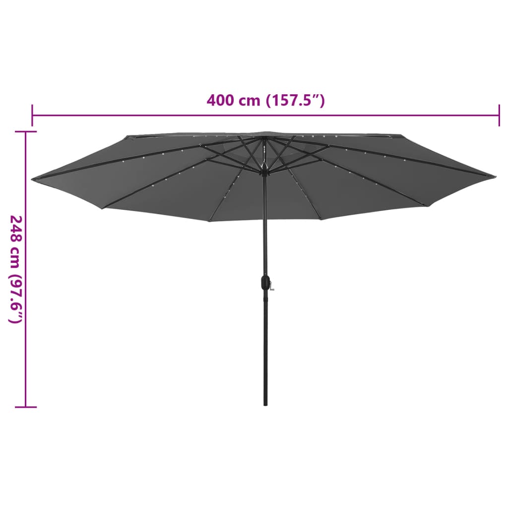 Garden Parasol with LED Lights 400 cm Anthracite