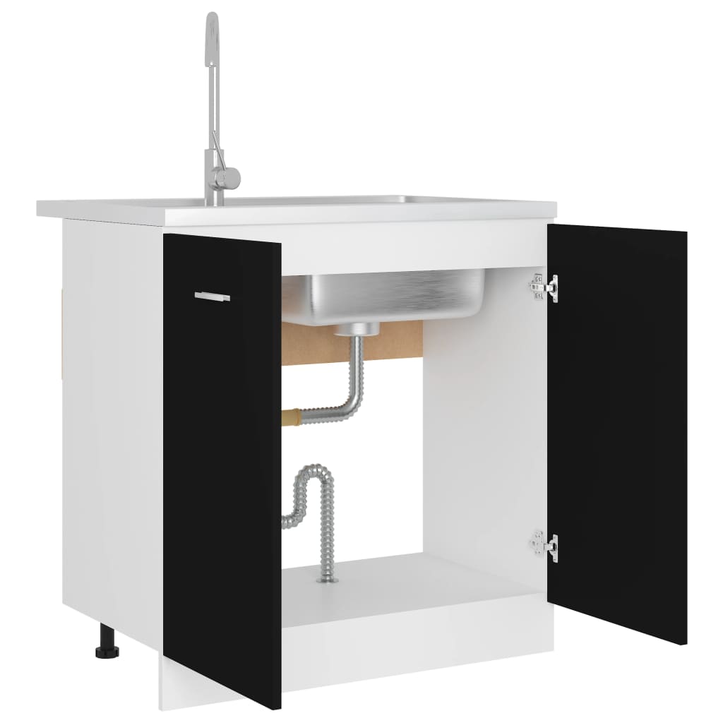 Sink Bottom Cabinet Lyon Black 80x46x81.5 cm Engineered Wood
