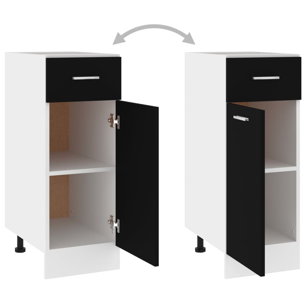 Drawer Bottom Cabinet Lyon Black 30x46x81.5 cm Engineered Wood
