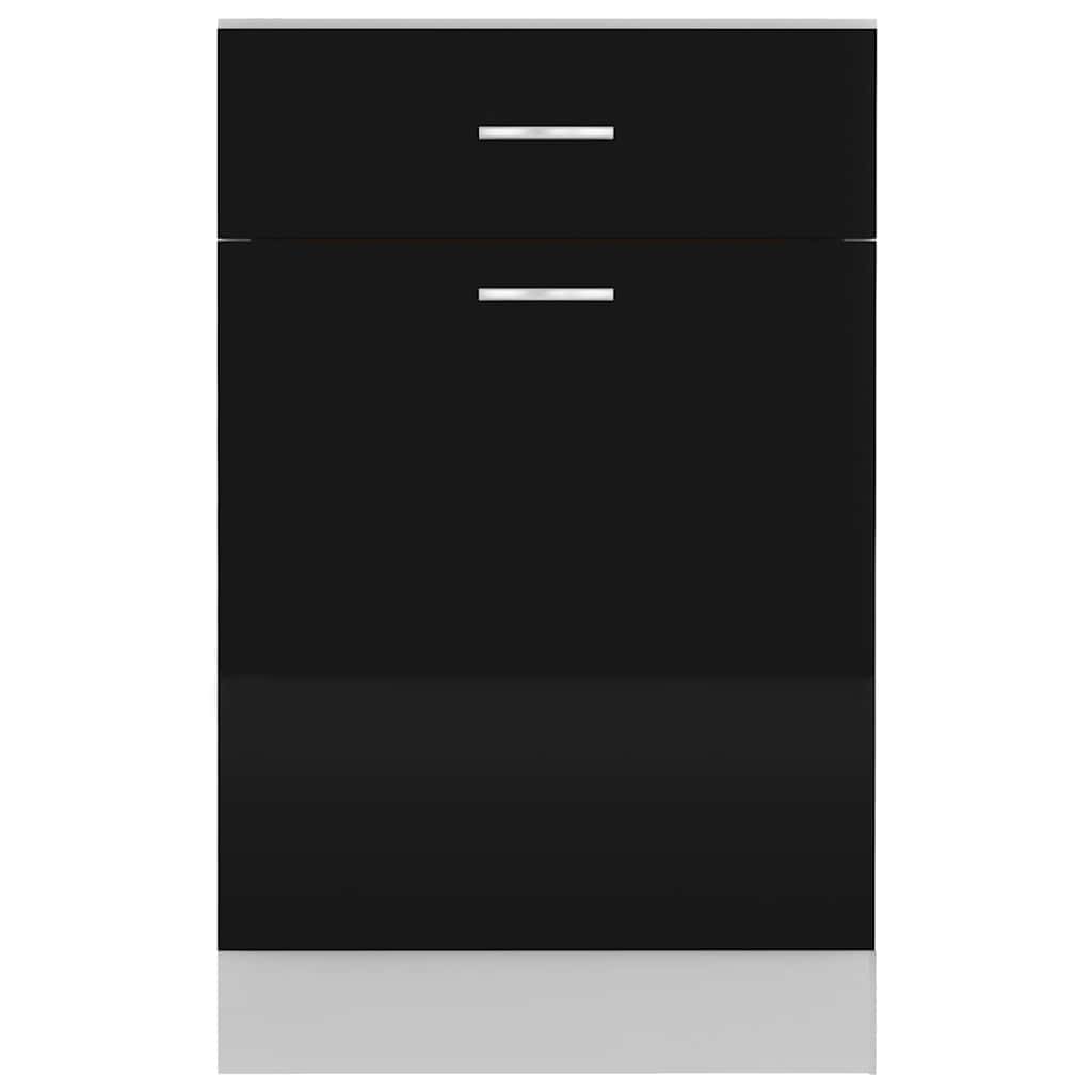Drawer Bottom Cabinet Lyon High Gloss Black 50x46x81.5 cm Engineered Wood