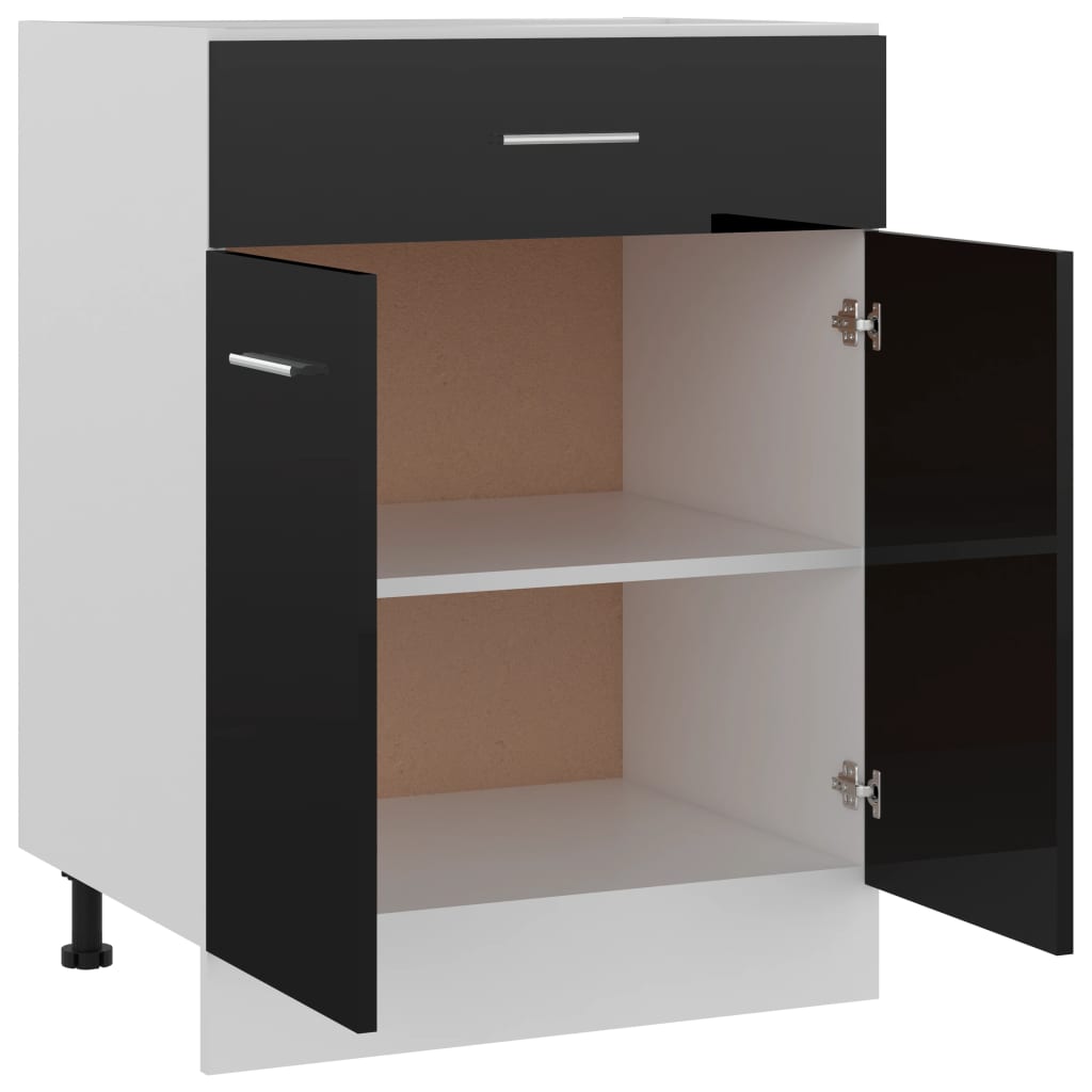 Drawer Bottom Cabinet Lyon High Gloss Black 60x46x81.5 cm Engineered Wood