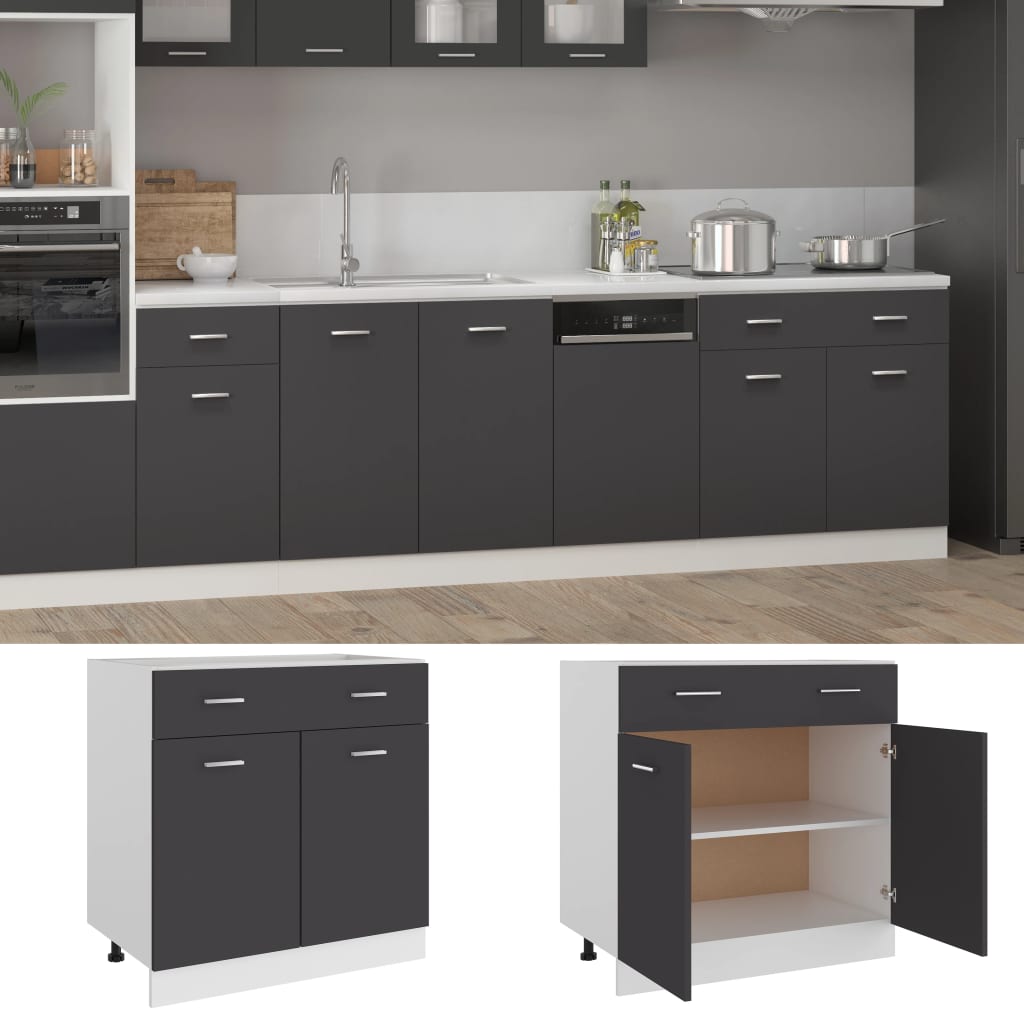 Drawer Bottom Cabinet Lyon Grey 80x46x81.5 cm Engineered Wood