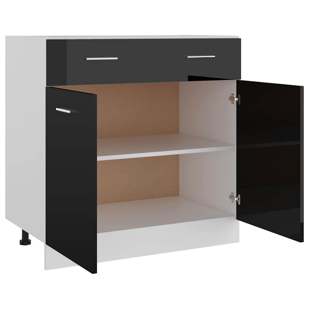 Drawer Bottom Cabinet Lyon High Gloss Black 80x46x81.5 cm Engineered Wood