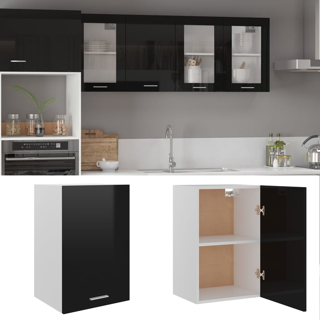 Hanging Cabinet Lyon High Gloss Black 39.5x31x60 cm Engineered Wood