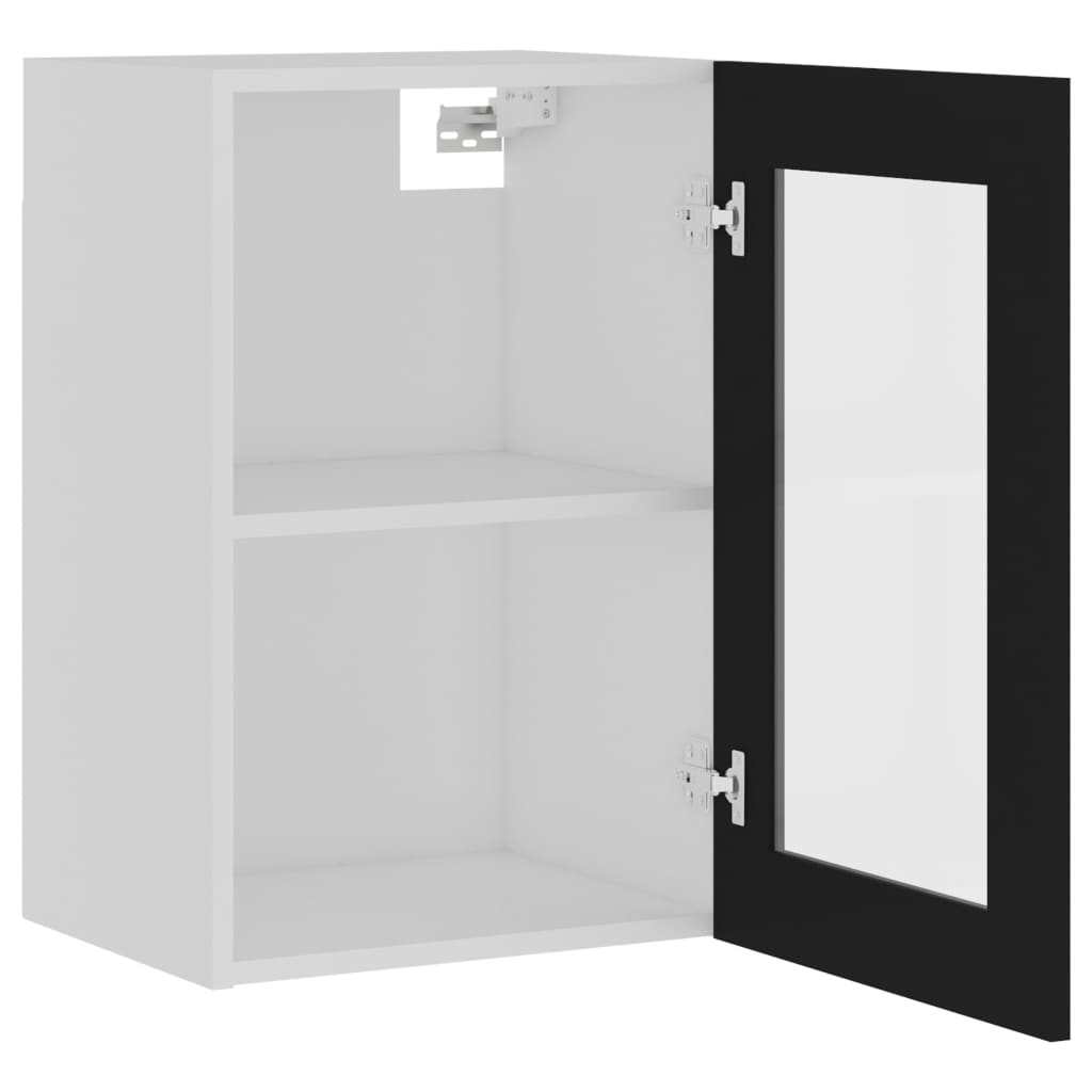Hanging Glass Cabinet Lyon Black 40x31x60 cm Engineered Wood