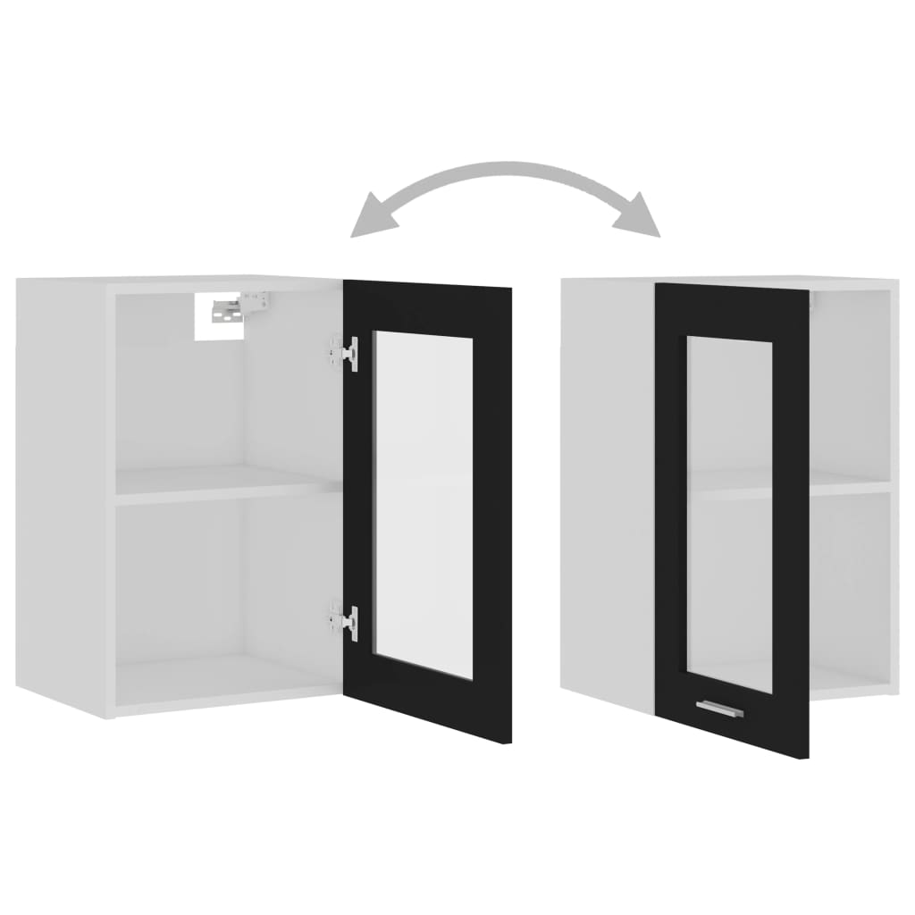 Hanging Glass Cabinet Lyon Black 40x31x60 cm Engineered Wood
