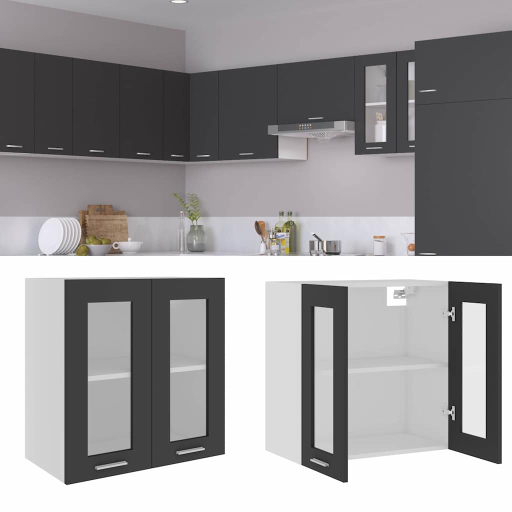 Hanging Glass Cabinet Lyon Grey 60x31x60 cm Engineered Wood