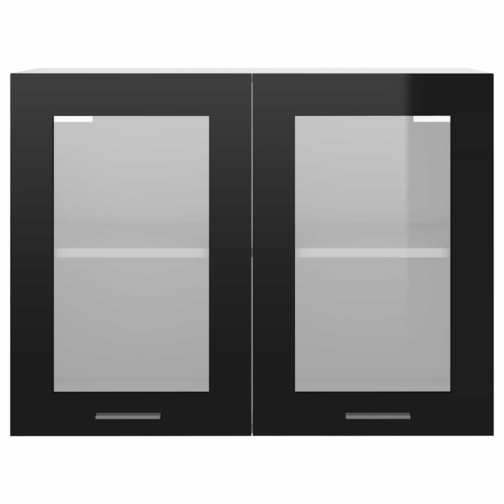 Hanging Glass Cabinet Lyon High Gloss Black 80x31x60 cm Engineered Wood