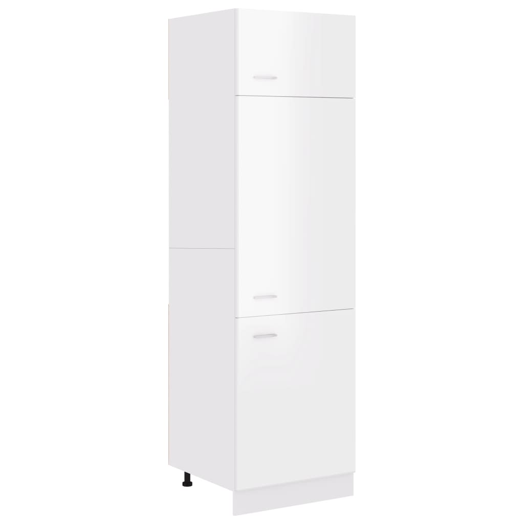 Refrigerator Cabinet Lyon High Gloss White 60x57x207 cm Engineered Wood