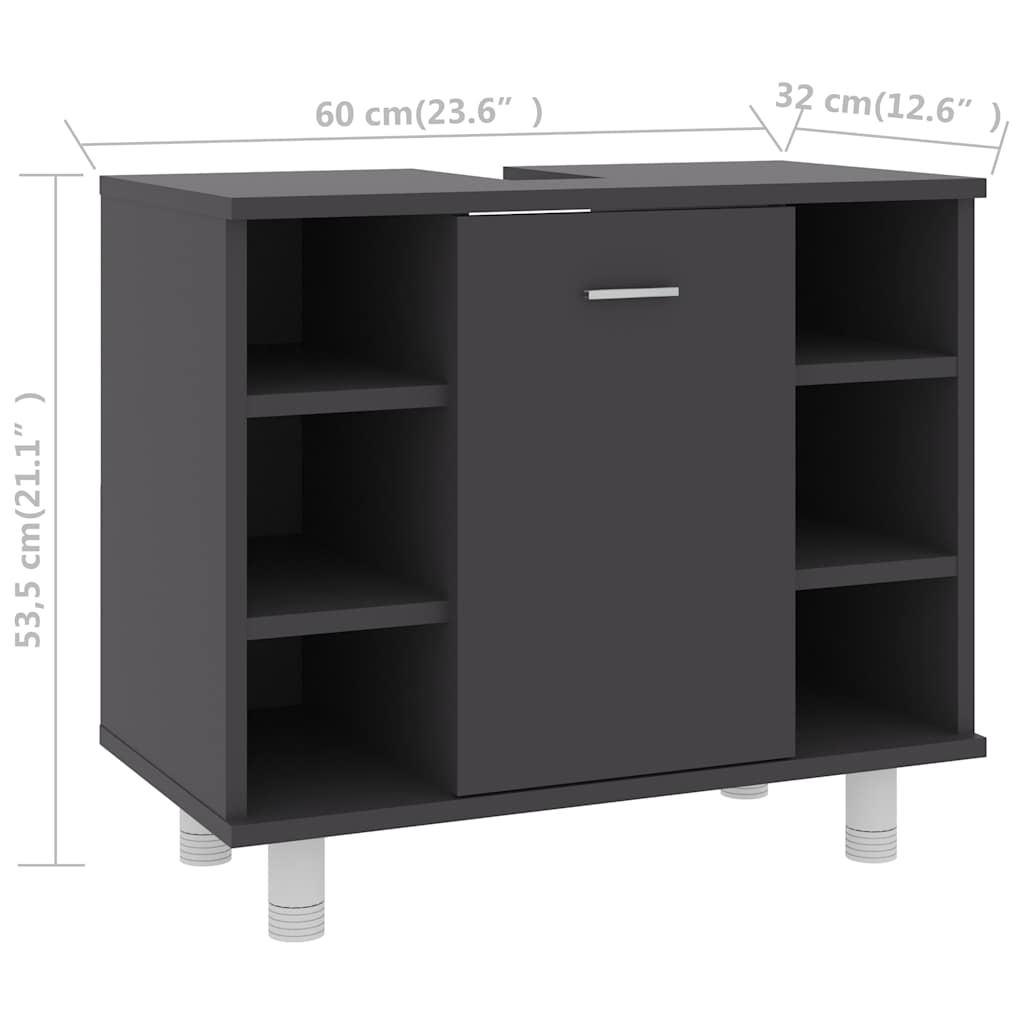 Bathroom Cabinet Grey 60x32x53.5 cm Engineered Wood