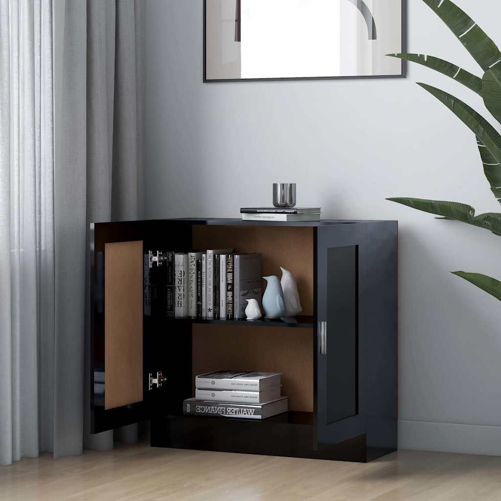 Book Cabinet High Gloss Black 82.5x30.5x80 cm Engineered Wood