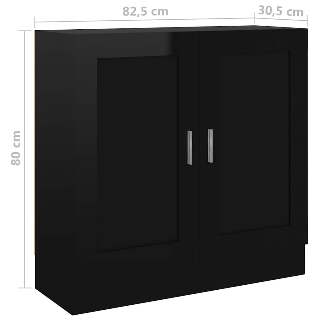 Book Cabinet High Gloss Black 82.5x30.5x80 cm Engineered Wood
