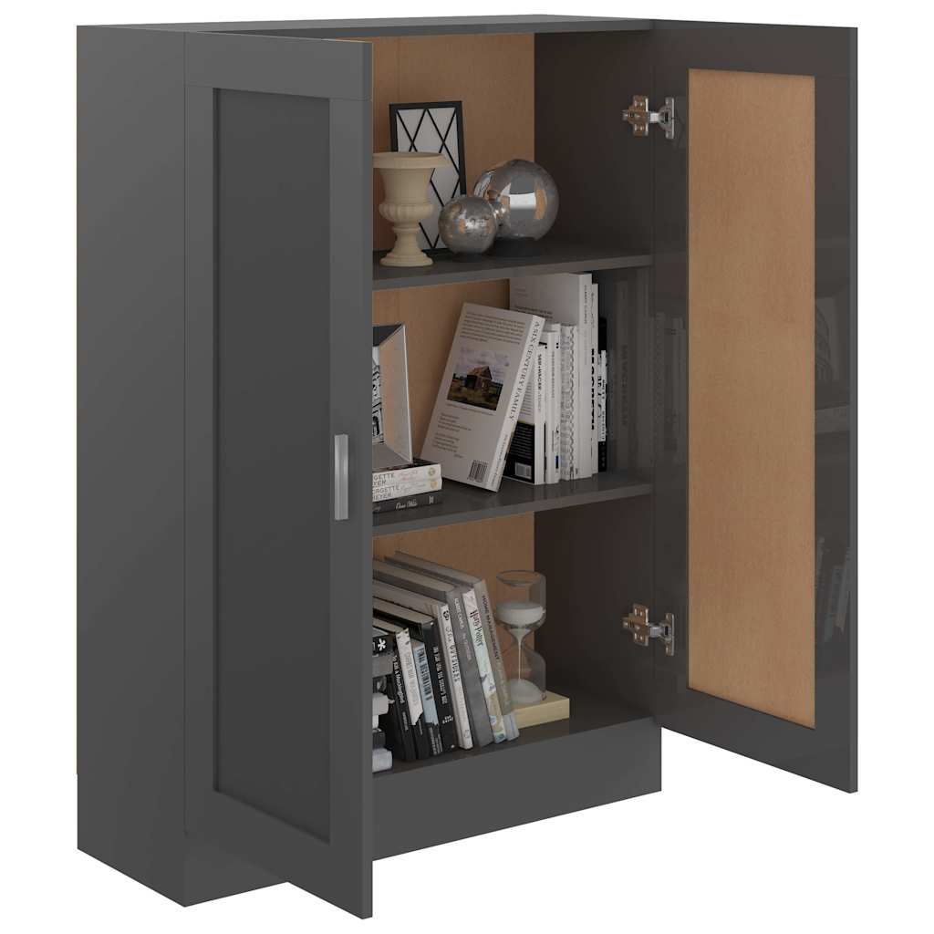 Book Cabinet High Gloss Grey 82.5x30.5x115 cm Engineered Wood