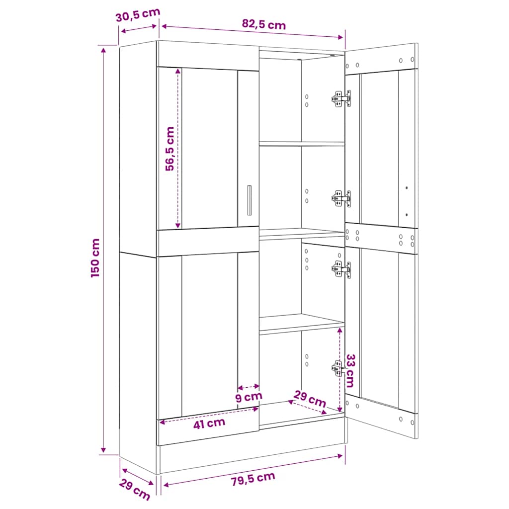 Book Cabinet Sonoma Oak 82.5x30.5x150 cm Engineered Wood
