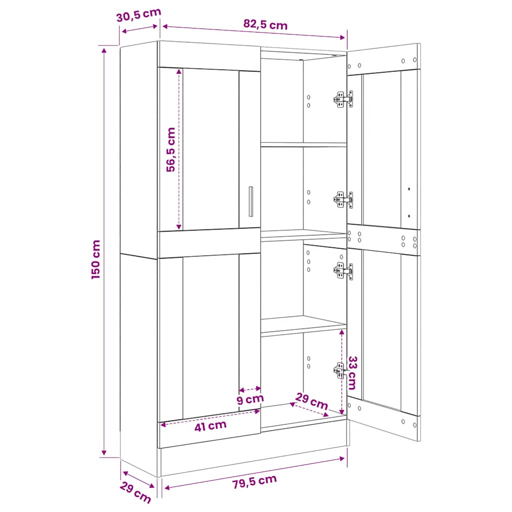 Book Cabinet Concrete Grey 82.5x30.5x150 cm Engineered Wood
