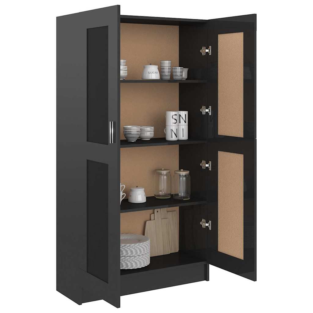 Book Cabinet High Gloss Black 82.5x30.5x150 cm Engineered Wood