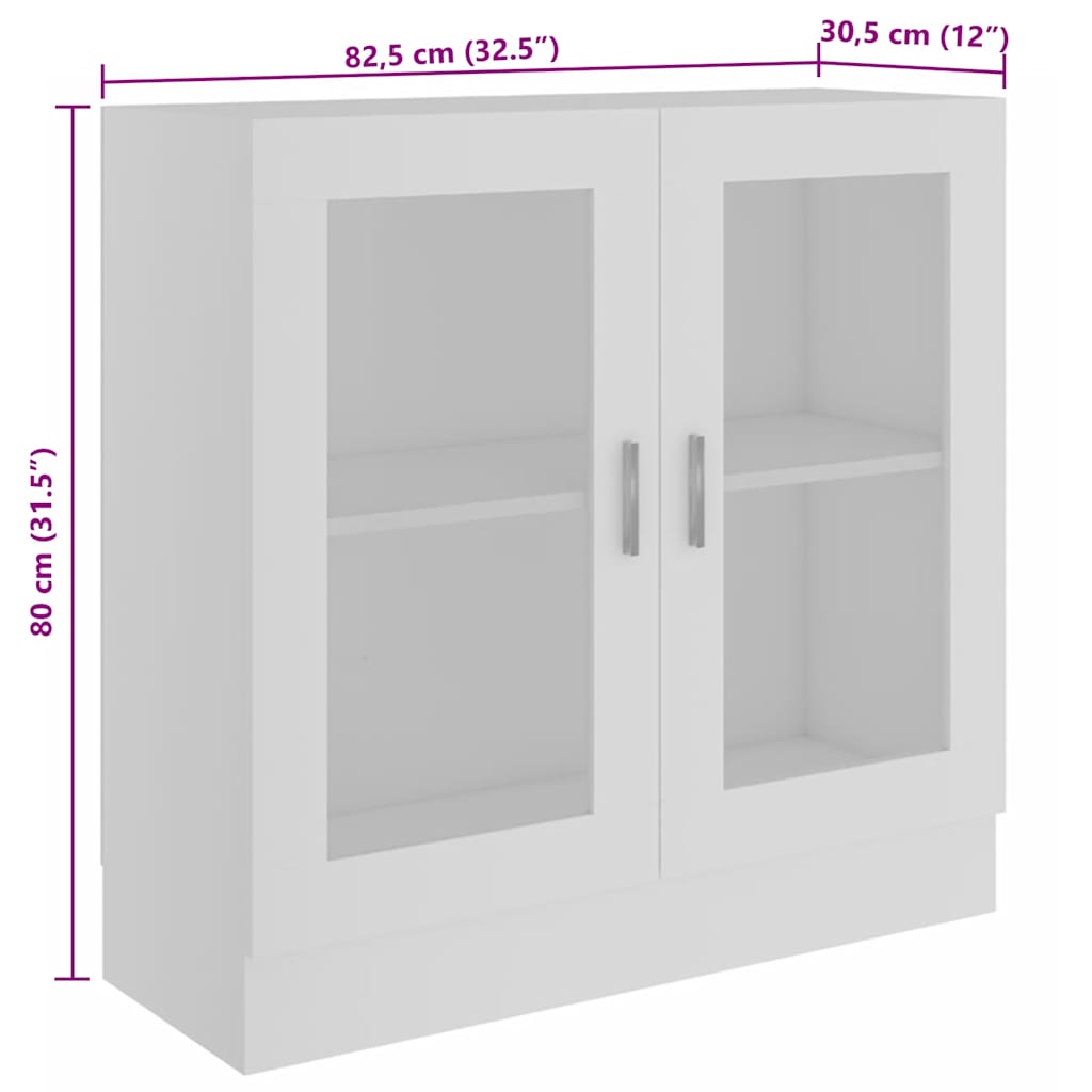 Vitrine Cabinet White 82.5x30.5x80 cm Engineered Wood