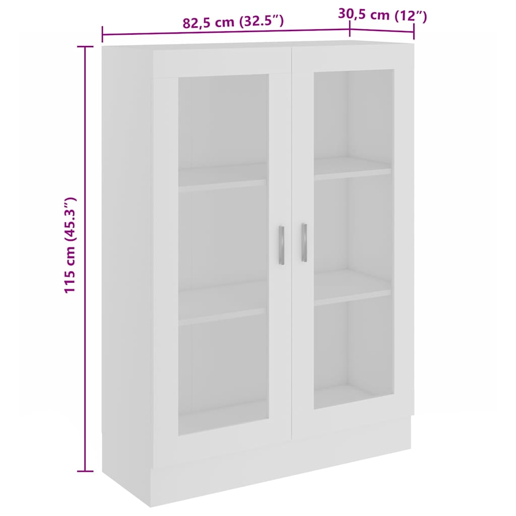 Vitrine Cabinet White 82.5x30.5x115 cm Engineered Wood