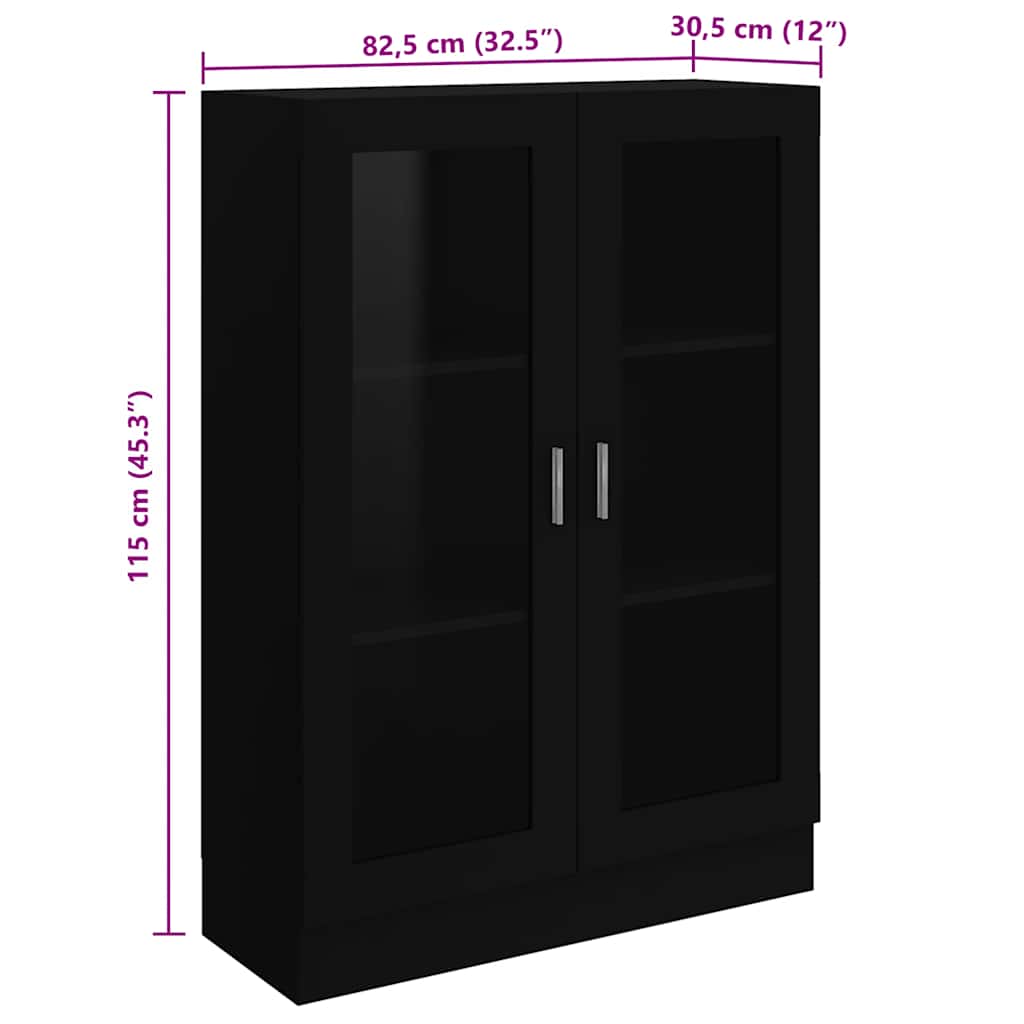 Vitrine Cabinet Black 82.5x30.5x115 cm Engineered Wood