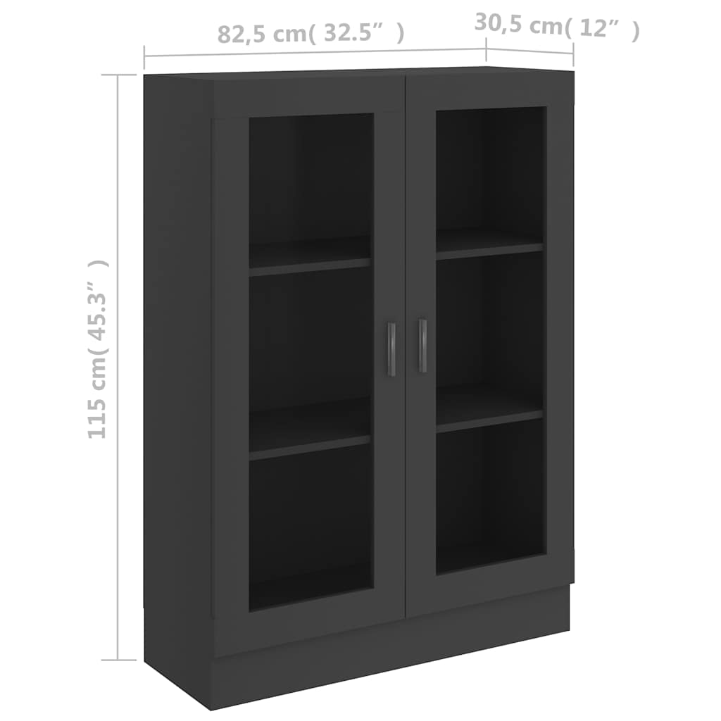 Vitrine Cabinet Grey 82.5x30.5x115 cm Engineered Wood