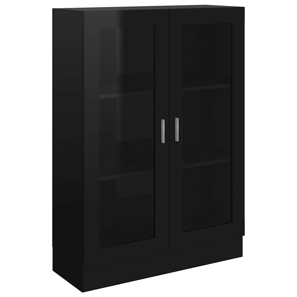 Vitrine Cabinet High Gloss Black 82.5x30.5x115 cm Engineered Wood