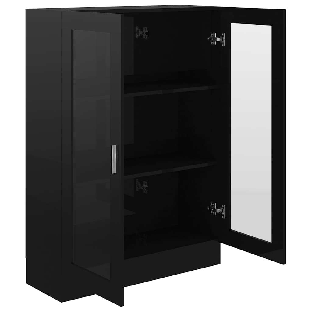 Vitrine Cabinet High Gloss Black 82.5x30.5x115 cm Engineered Wood