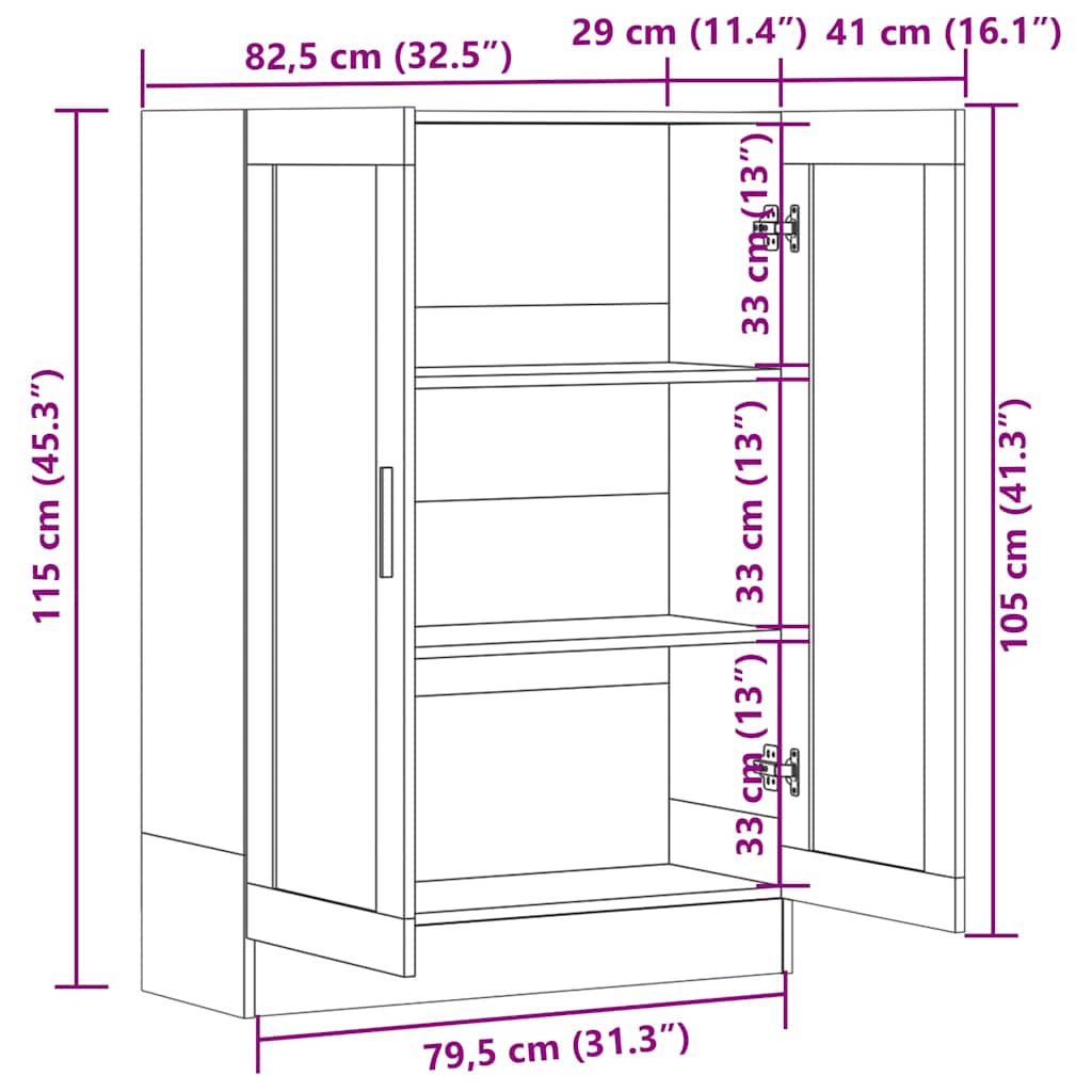 Vitrine Cabinet High Gloss Grey 82.5x30.5x115 cm Engineered Wood