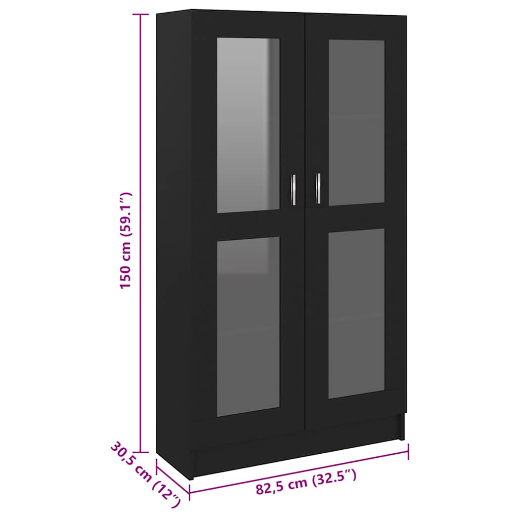 Vitrine Cabinet Black 82.5x30.5x150 cm Engineered Wood