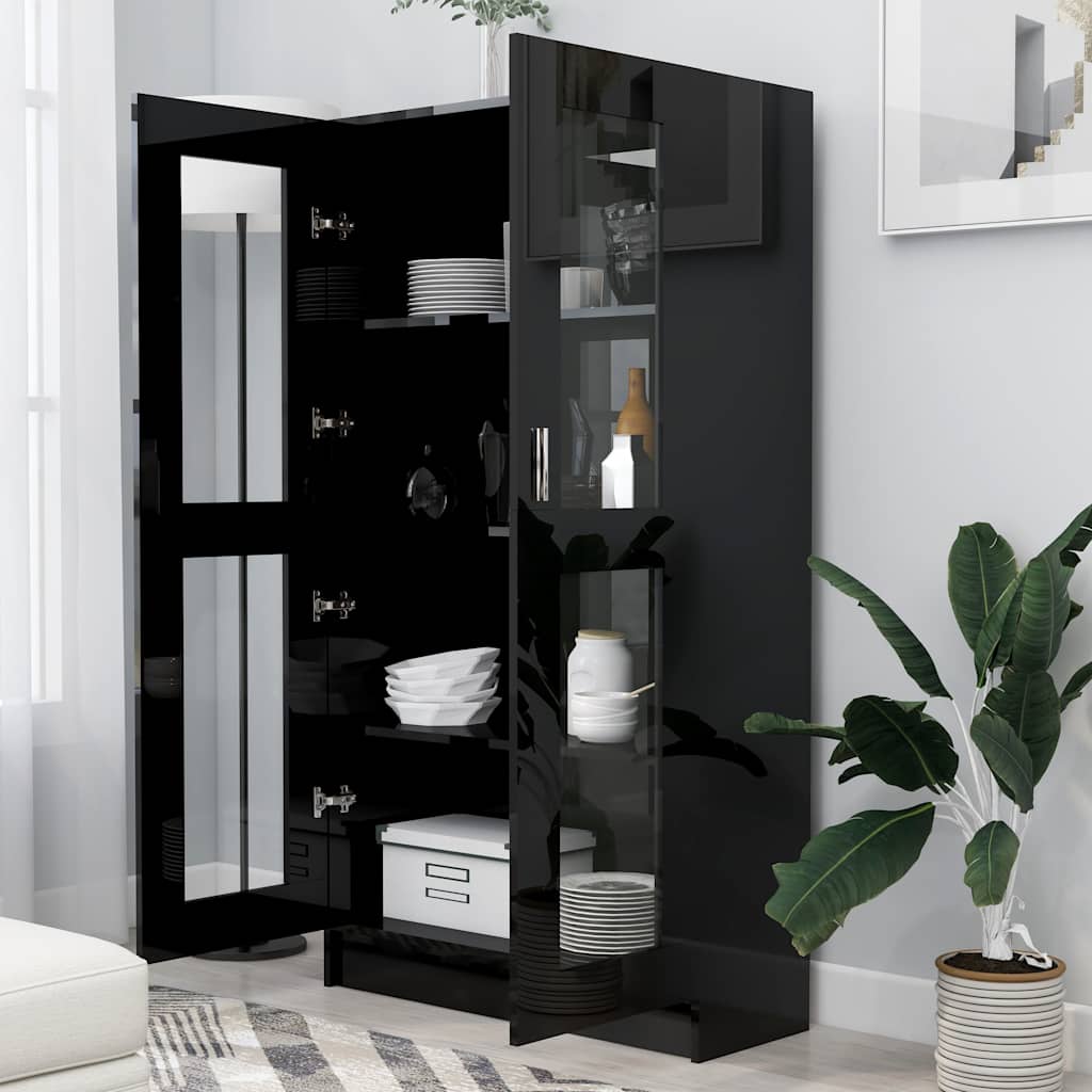 Vitrine Cabinet High Gloss Black 82.5x30.5x150 cm Engineered Wood