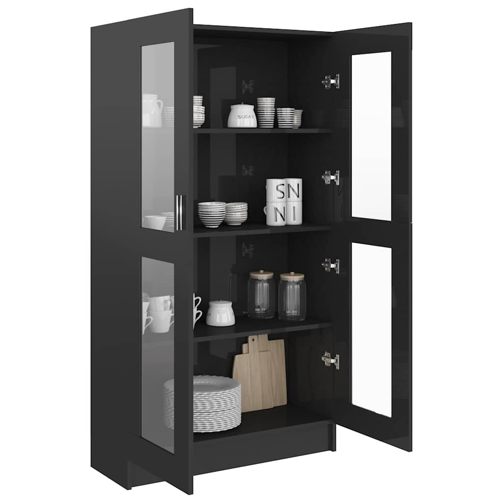 Vitrine Cabinet High Gloss Black 82.5x30.5x150 cm Engineered Wood
