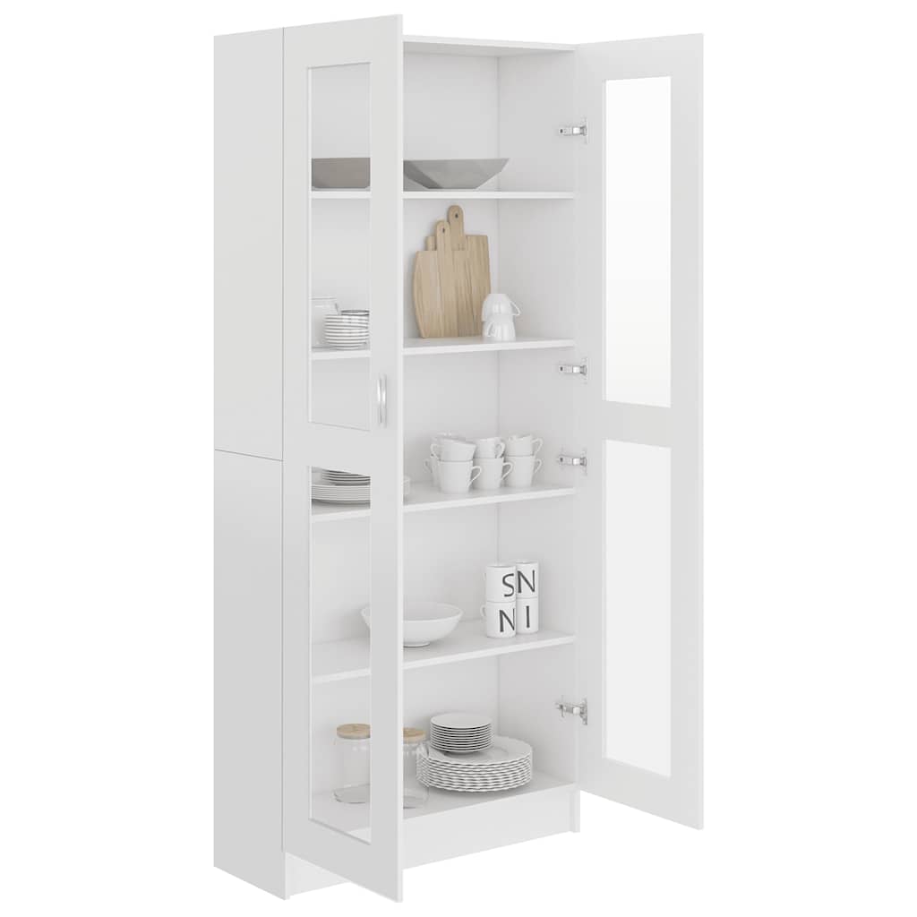 Vitrine Cabinet White 82.5x30.5x185 cm Engineered Wood