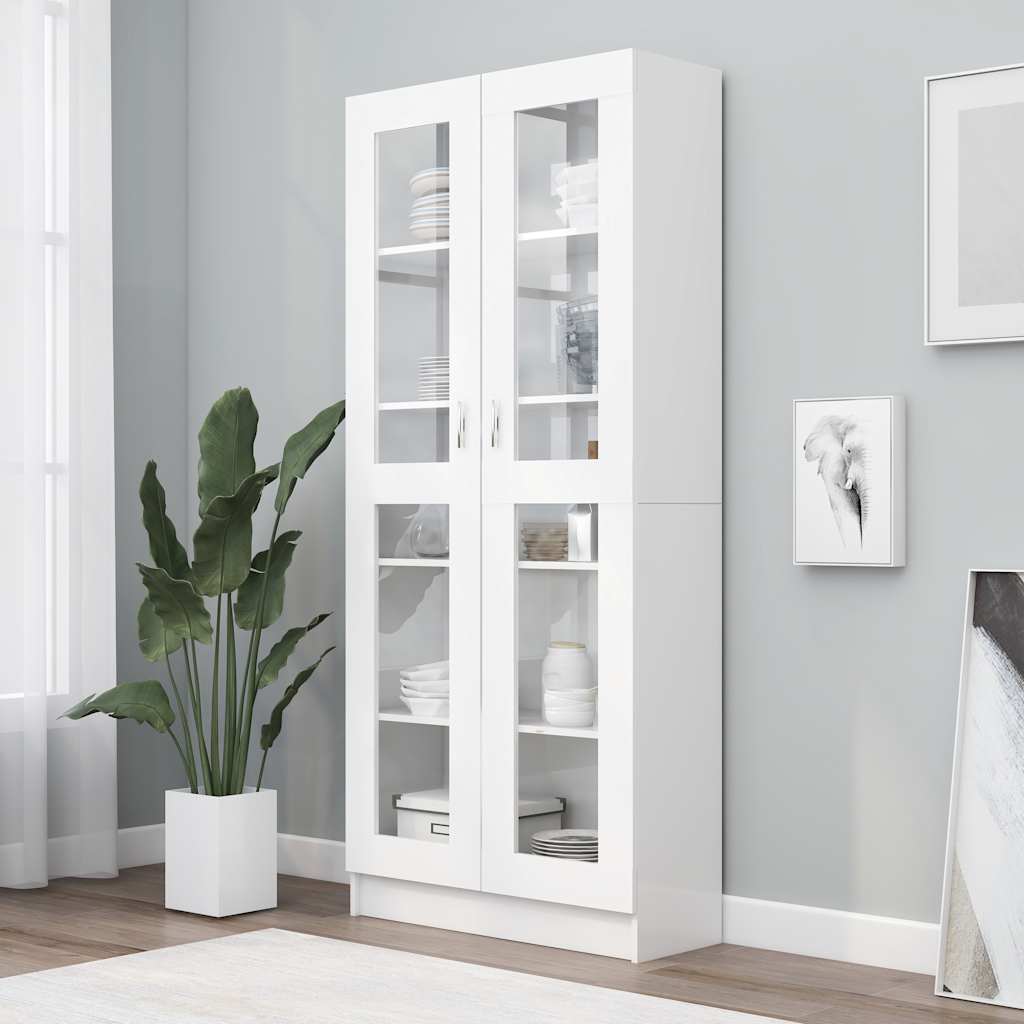 Vitrine Cabinet White 82.5x30.5x185 cm Engineered Wood