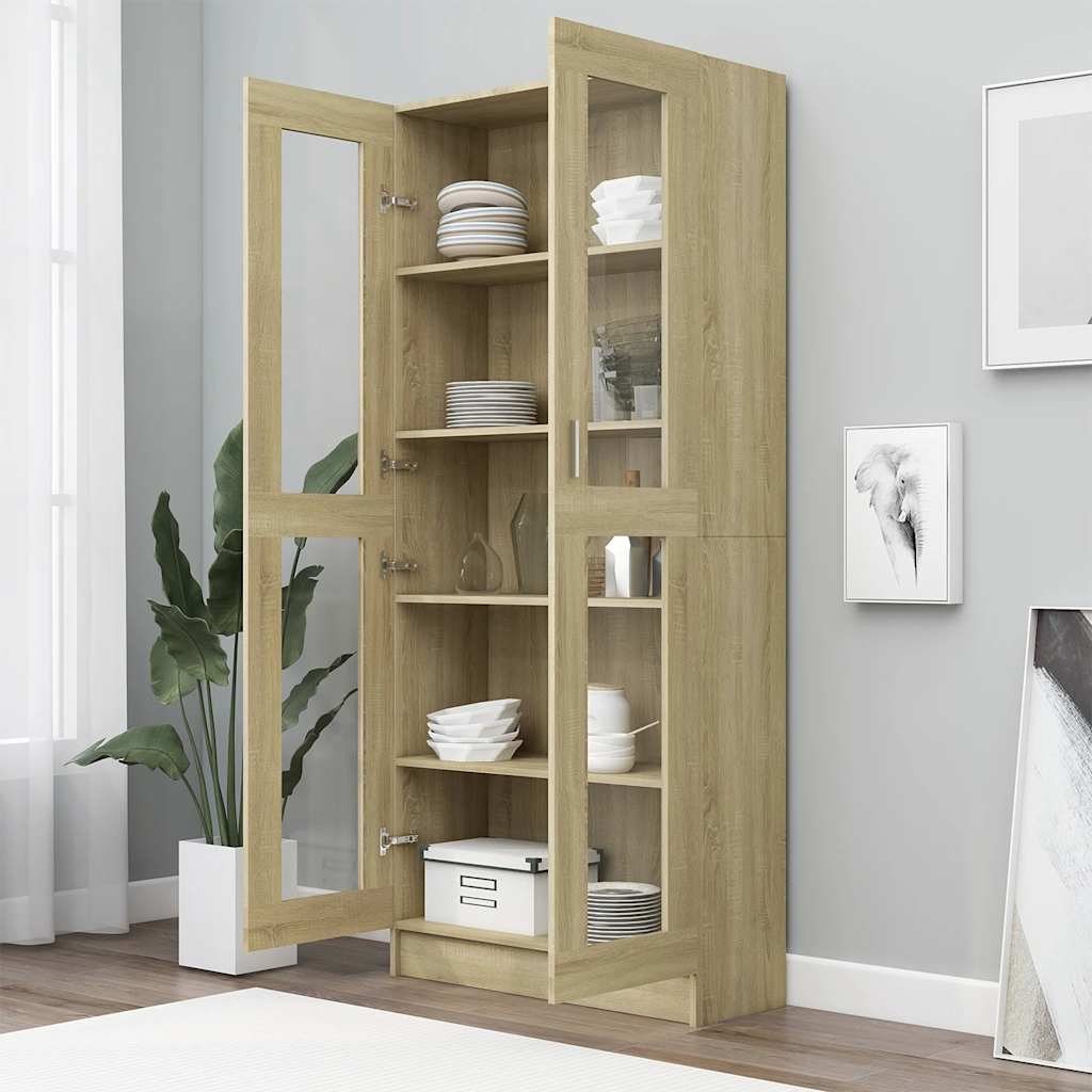 Vitrine Cabinet Sonoma Oak 82.5x30.5x185 cm Engineered Wood