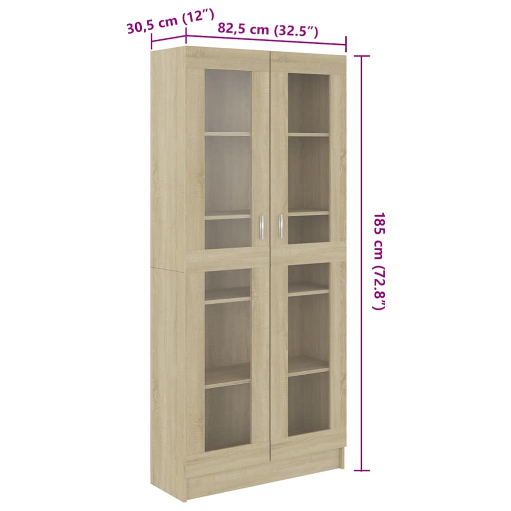Vitrine Cabinet Sonoma Oak 82.5x30.5x185 cm Engineered Wood