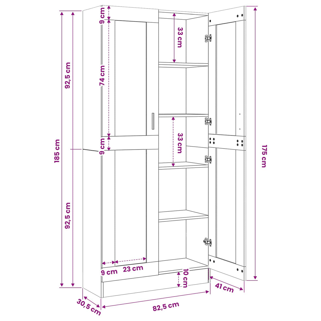 Vitrine Cabinet Sonoma Oak 82.5x30.5x185 cm Engineered Wood
