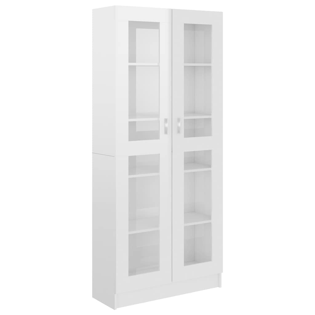 Vitrine Cabinet High Gloss White 82.5x30.5x185 cm Engineered Wood