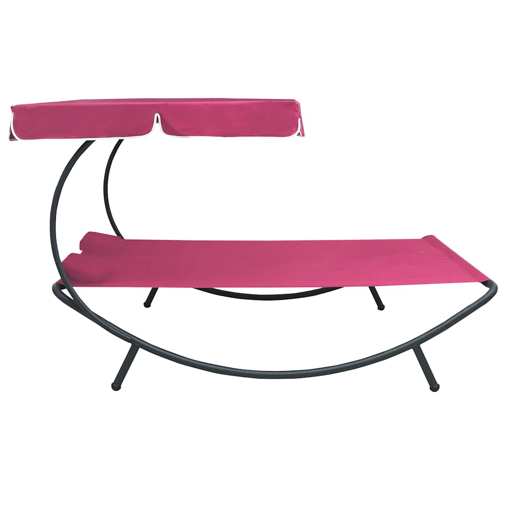 Outdoor Lounge Bed with Canopy and Pillows Pink