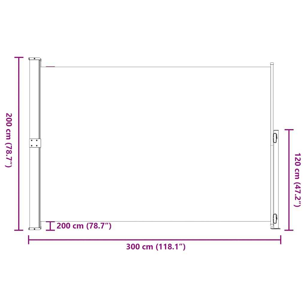Patio Retractable Side Awning 200x314cm Cream