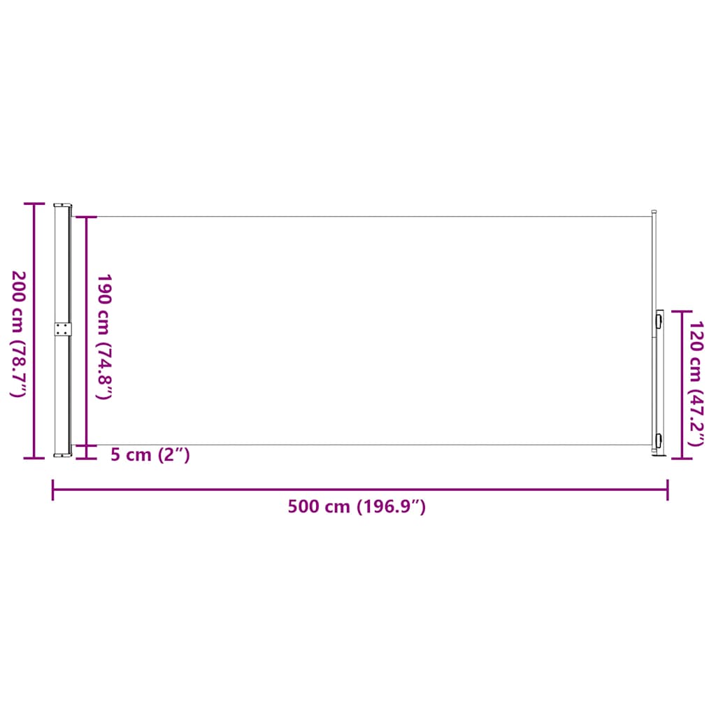 Patio Retractable Side Awning 200x514cm Black