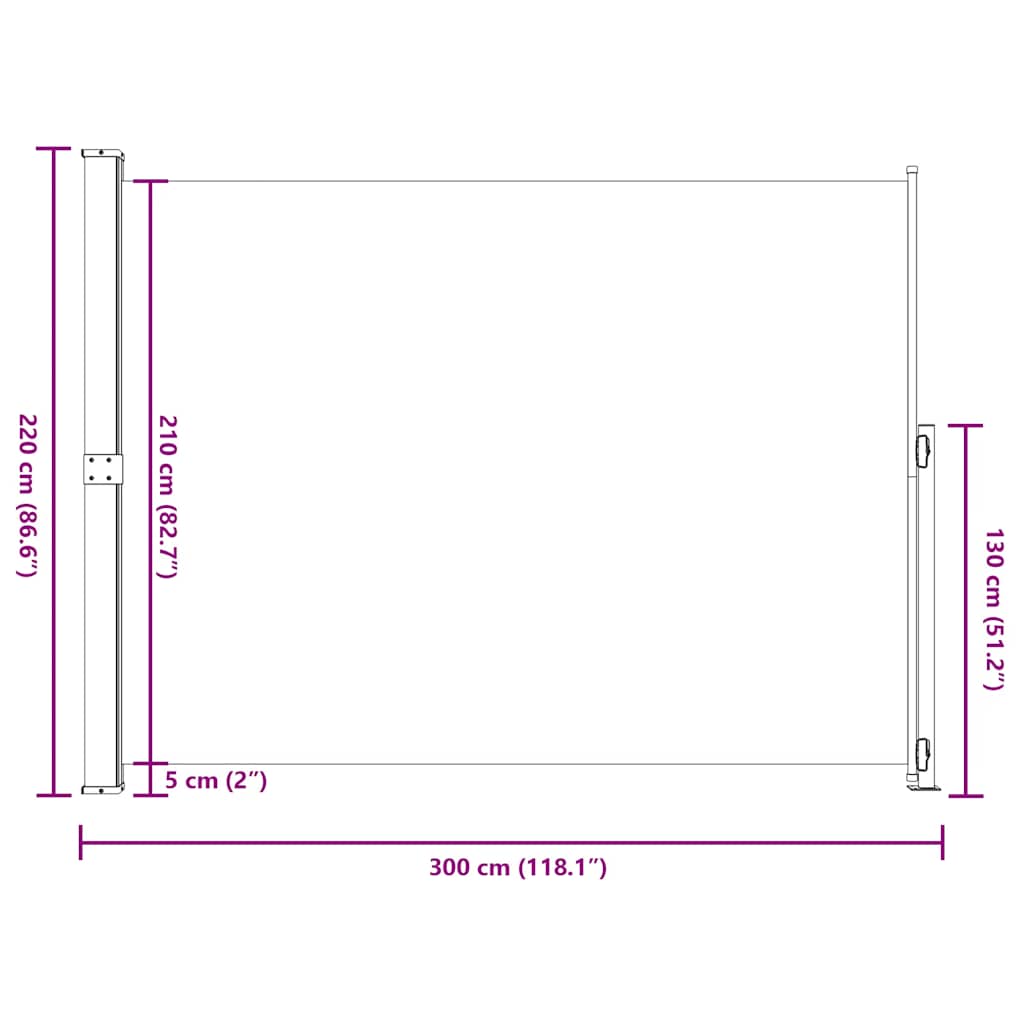 Patio Retractable Side Awning 220x300cm Black