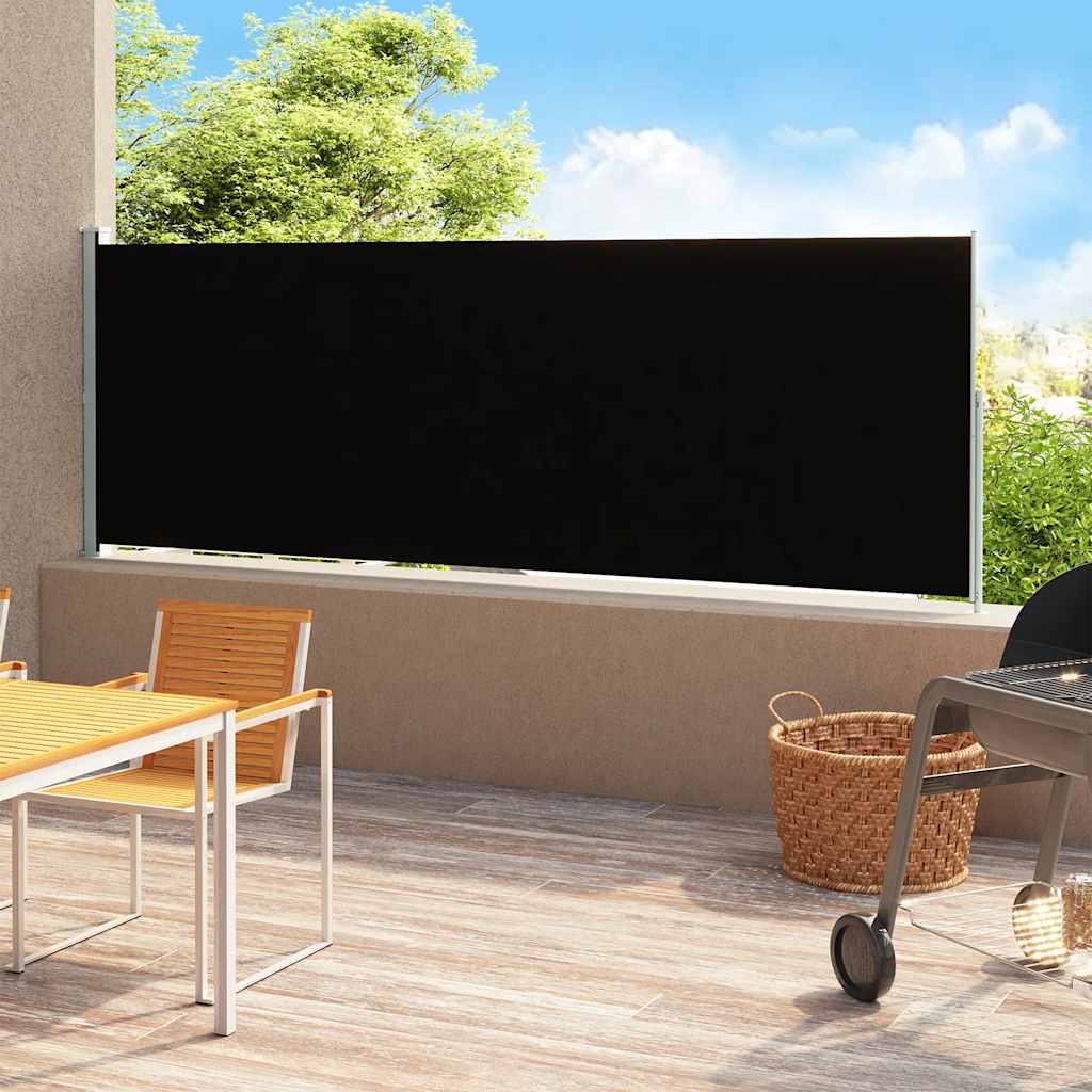 Patio Retractable Side Awning 220x514cm Black