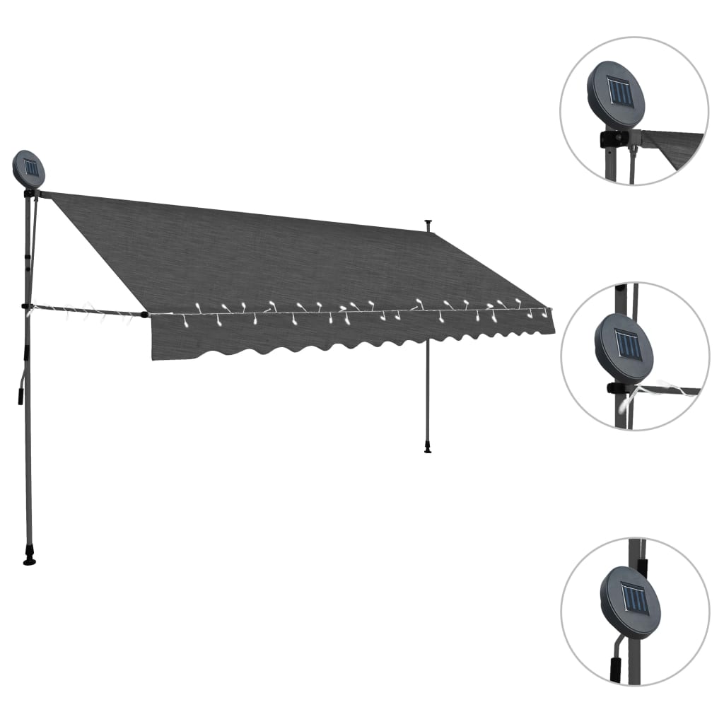 Manual Retractable Awning With Led 400 Cm Anthracite