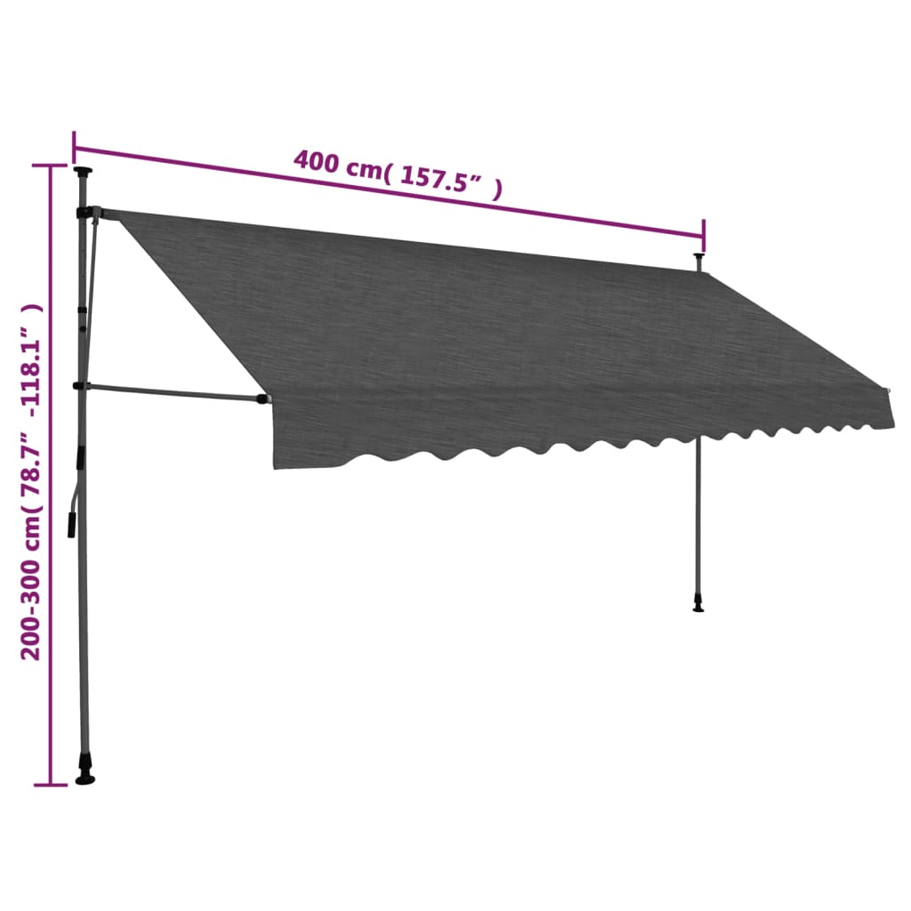 Manual Retractable Awning With Led 400 Cm Anthracite